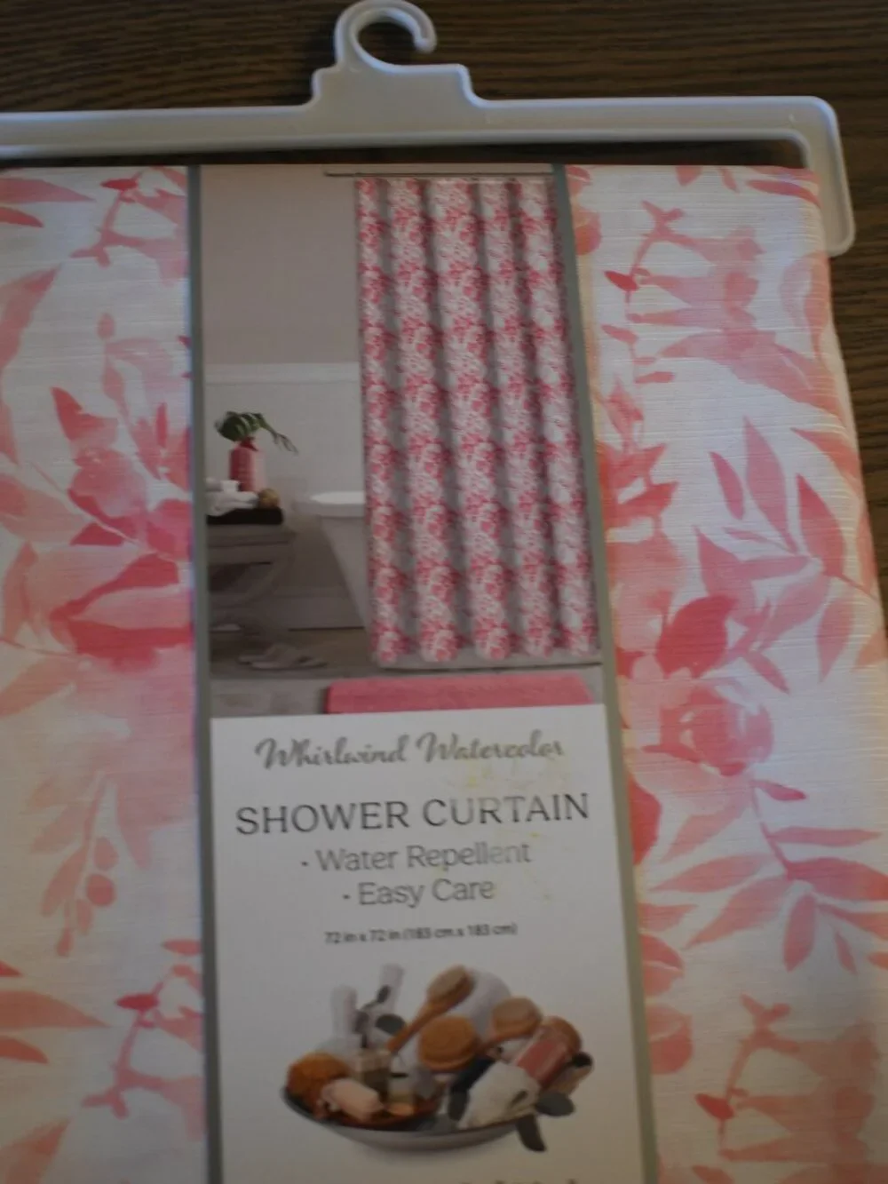 RockHill Home Pink Floral Watercolor Shower Curtain Water Repellent Poly Fabric